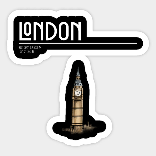 London, Big Ben, coordinates Sticker by STELATOCLOTHING